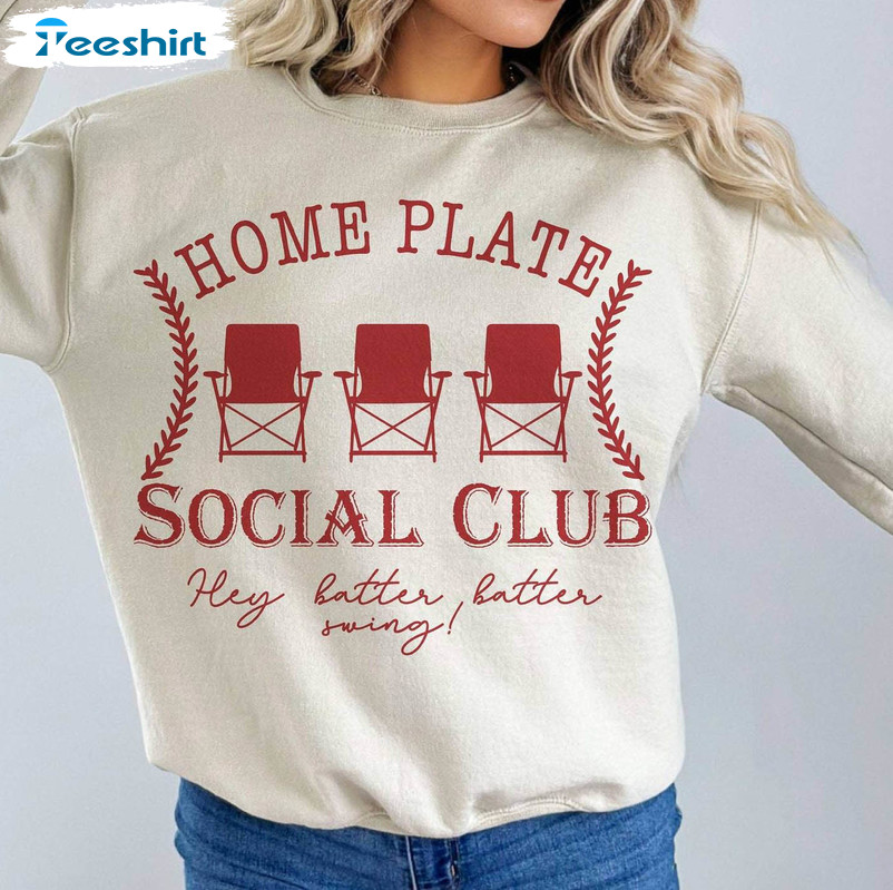 Home Plate Social Club Shirt, Baseball Mom Tee Tops Sweater
