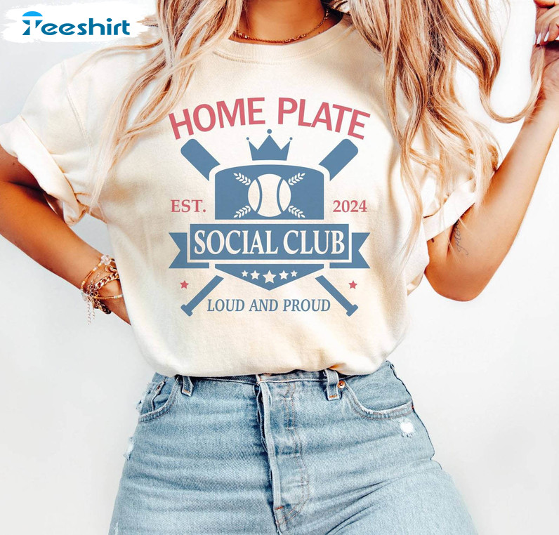 Home Plate Social Club Shirt, Baseball Mama Tee Tops Sweater
