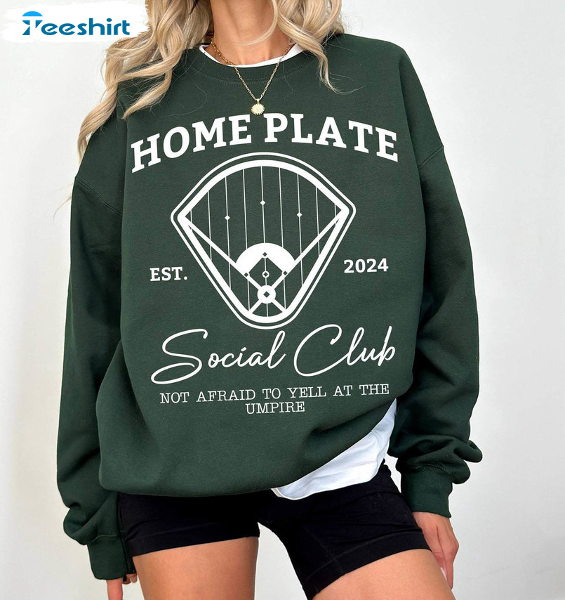 Home Plate Social Club Trendy Shirt, Baseball Mom Tee Tops Sweater