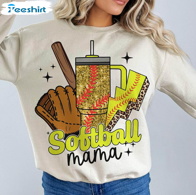 Softball Mama Trendy Shirt, Sports Mom Funny Crewneck Sweatshirt Tee Tops