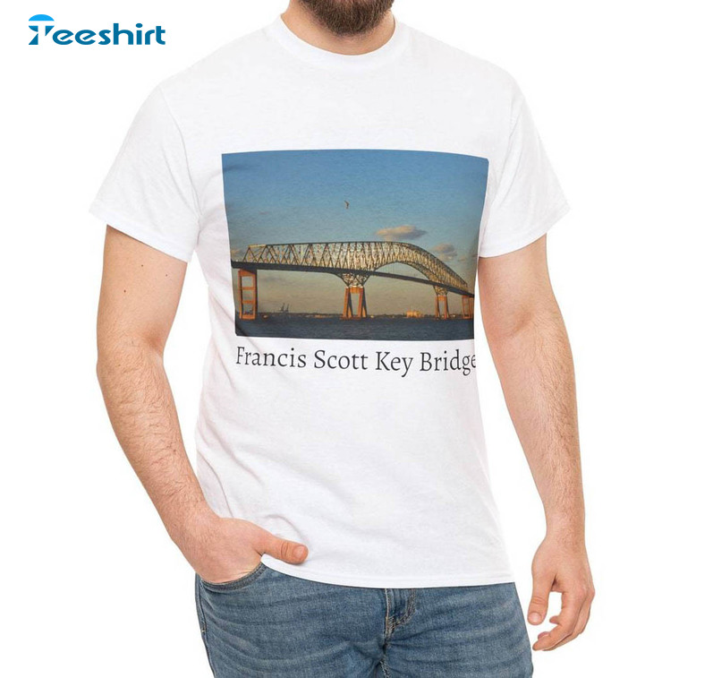 Francis Scott Key Bridge Heavy Cotton Trendy Short Sleeve Long Sleeve
