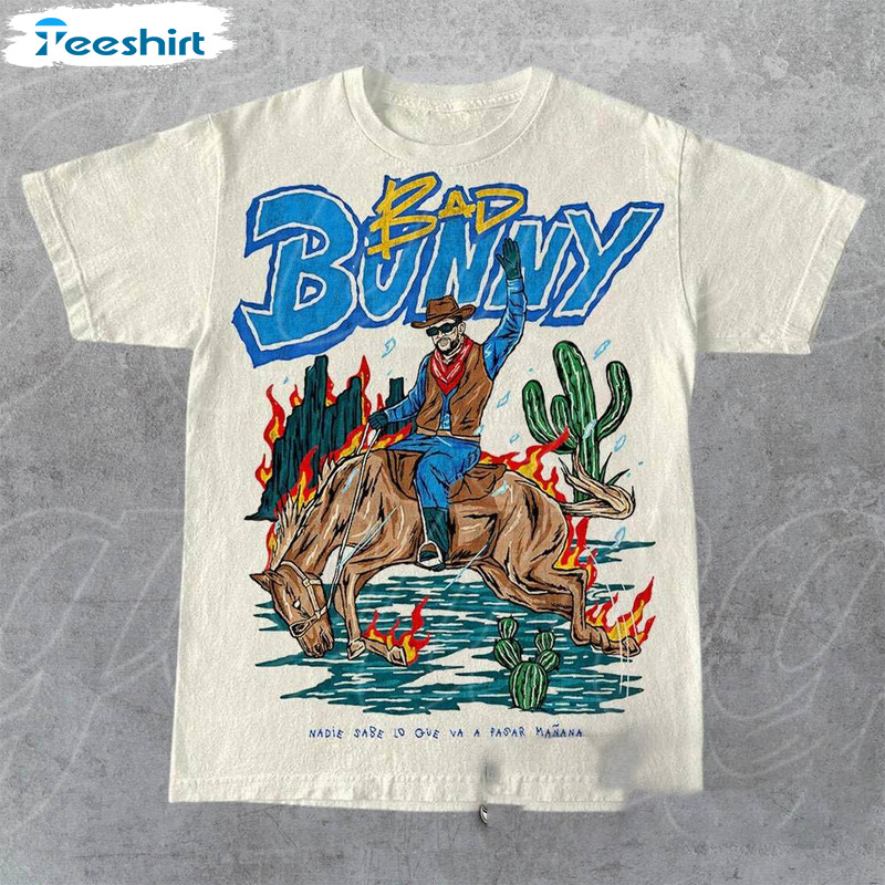 Limited Bad Bunny Shirt, Bad Bunny Music Short Sleeve Crewneck Sweatshirt