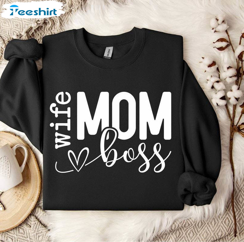 Mom Wife Boss Shirt, Blessed Mama Tee Tops Hoodie