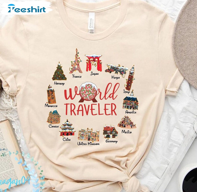 World Traveler Christmas Shirt, Disney Epcot Christmas Shirt