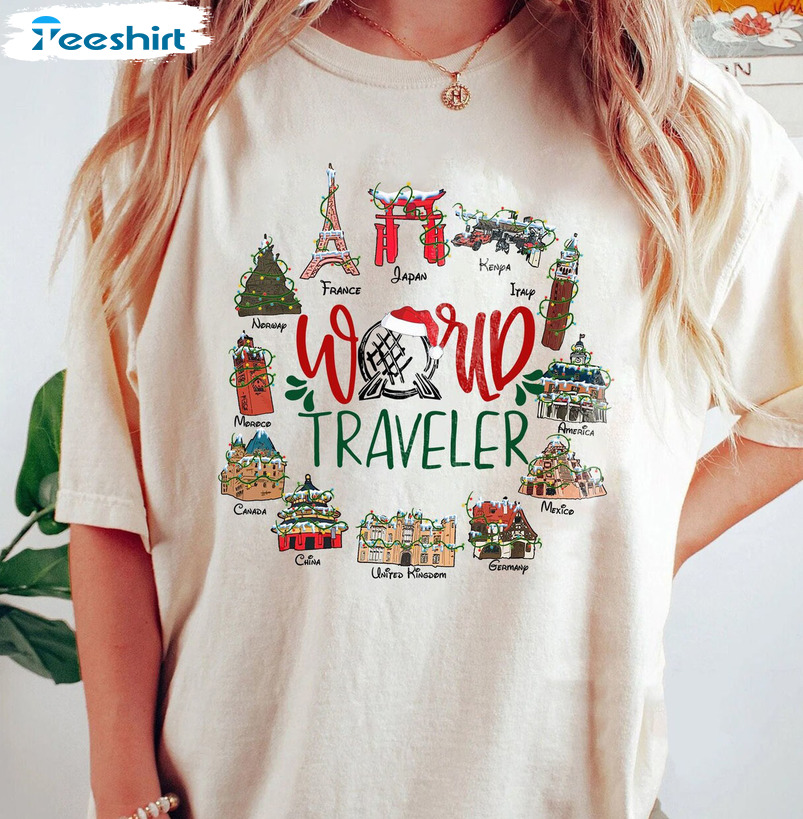 World Traveler Shirt, Disney Epcot Christmas Shirt