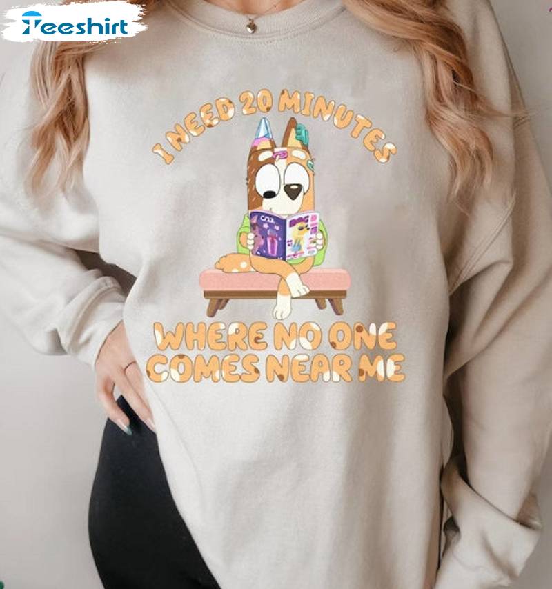 I Need 20 Minutes Where No One Comes Near Me Shirt, Bluey Lovers Crewneck Sweatshirt Long Sleeve