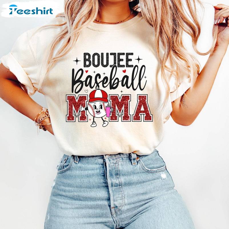 Boujee Baseball Mama Shirt, Baseball Sports Unisex Hoodie Crewneck Sweatshirt