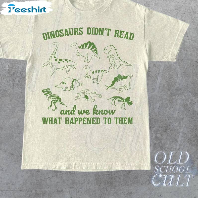 Dinosaurs Did Not Read Retro Shirt, Vintage Animal Short Sleeve Tee Tops