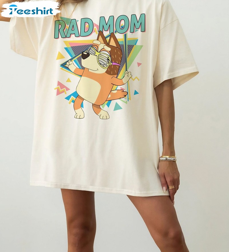 Bluey Rad Mom Shirt, Bluey Family Retro Crewneck Sweatshirt Tee Tops