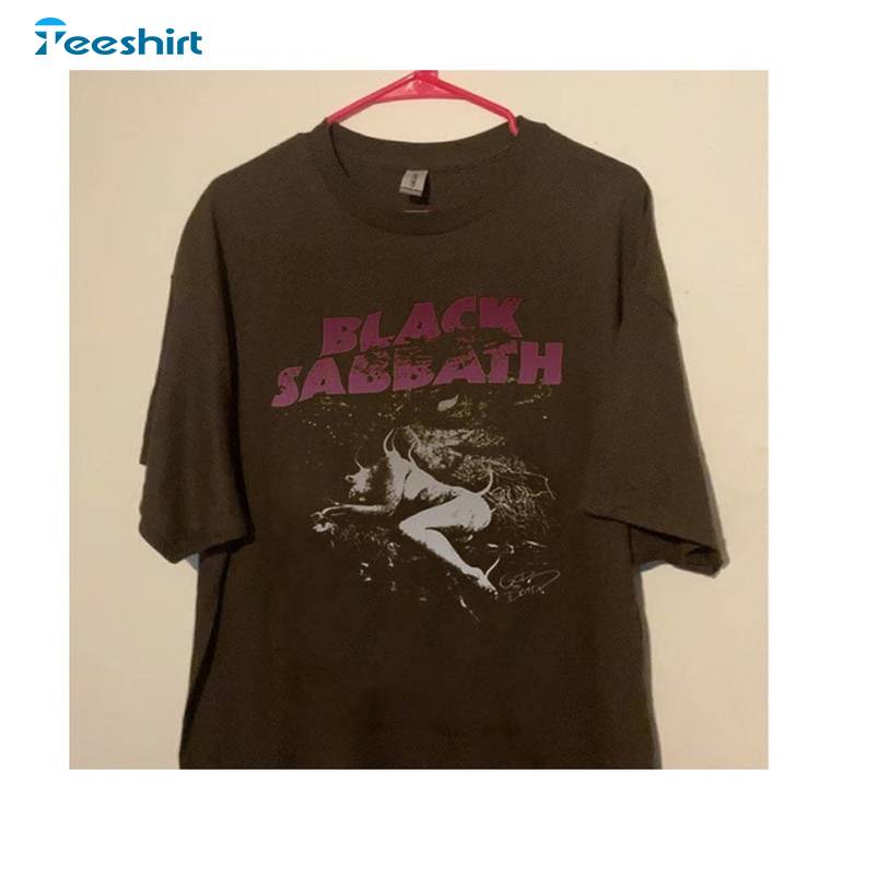 Vintage Black Sabbath Shirt, Trendy Crewneck Sweatshirt Tee Tops