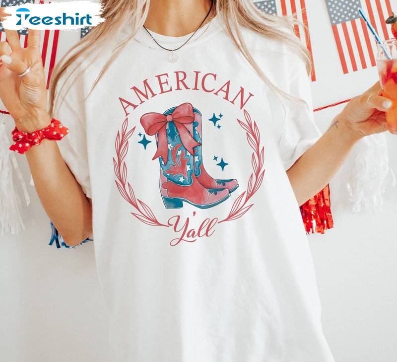 American Y All Shirt, Coquette 4th Of July Long Sleeve Sweater