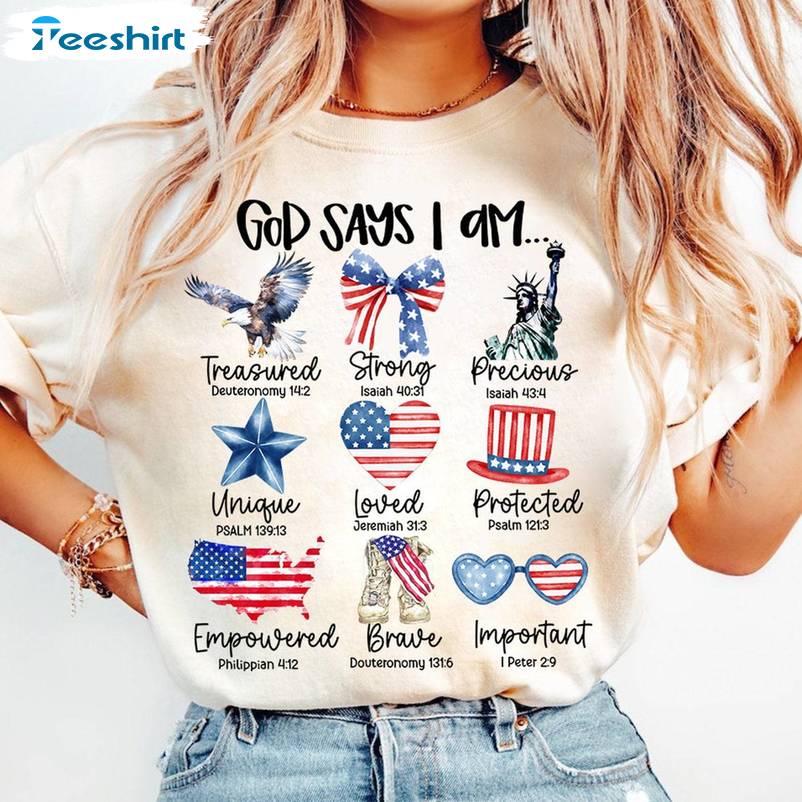 Coquette God Says I Am Shirt, 4th Of July Long Sleeve Sweater