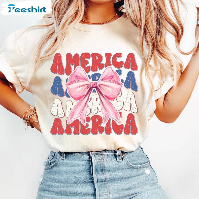 Coquette America Trendy Shirt, Freedom American Long Sleeve Sweater