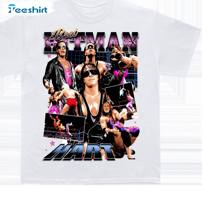 Bret Hart Vintage Shirt, Wwe Hitman Long Sleeve Sweater