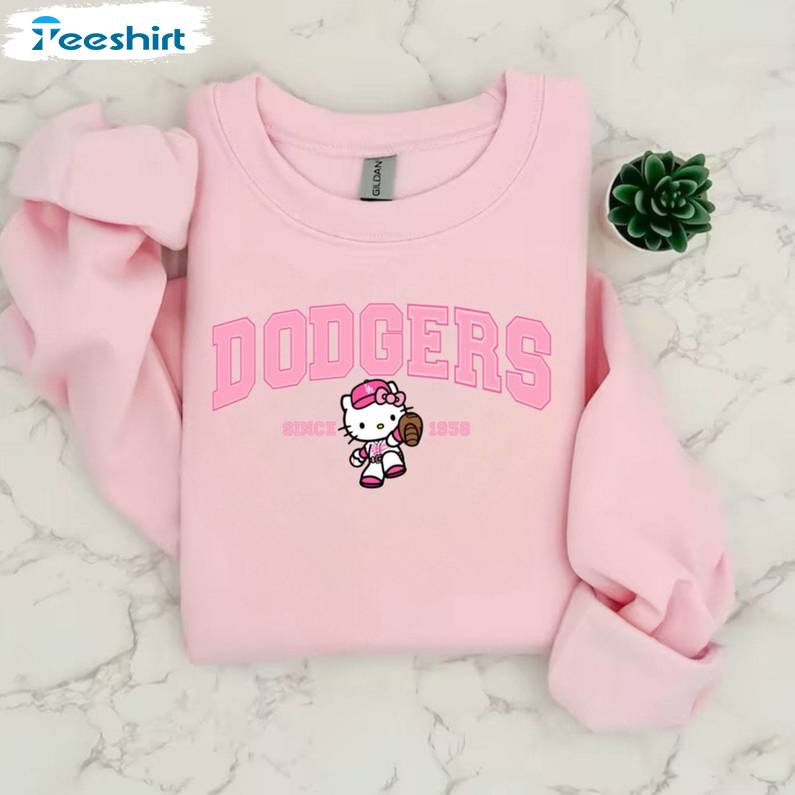 Pink Dodger Kitty Shirt, Los Angeles Baseball Hoodie T-shirt