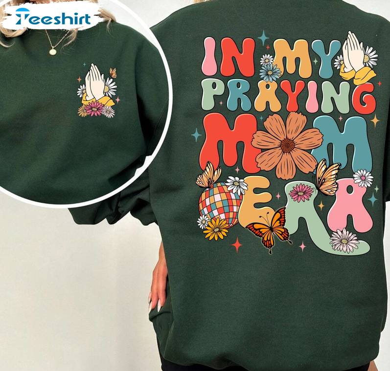 Retro In My Praying Mama Era Shirt, Christian Mama Short Sleeve Tee Tops