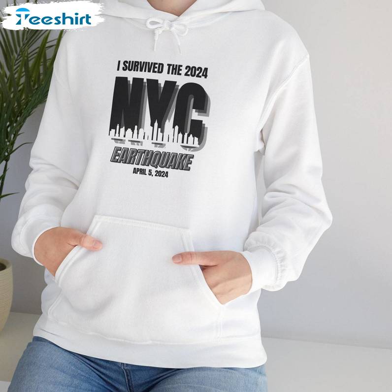 Retro I Survived The Nyc Earthquake Shirt, April 5, 2024 Sweater Hoodie