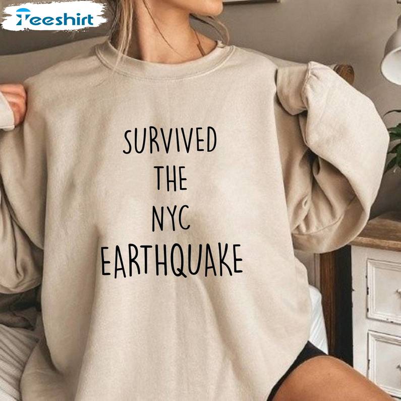 Survived The Earthquake The Nyc Shirt, Basic 1 Side Short Sleeve Tee Tops