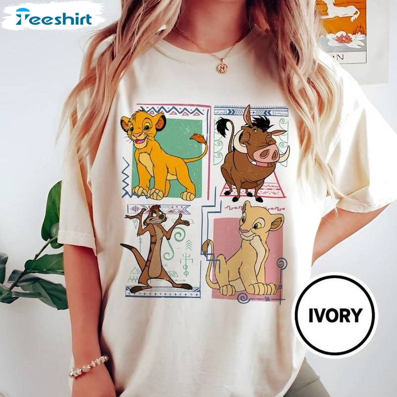 Lion King Simba And Timon Comfort Color Shirt, 90s Disney Long Sleeve Tee Tops