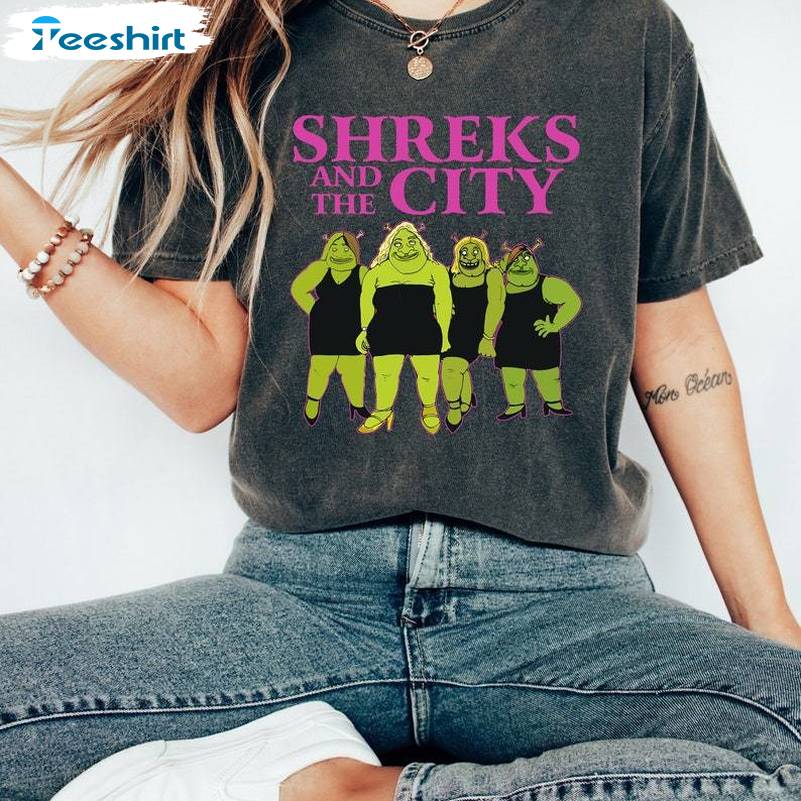 Funny Shrek And The City Shirt, Shrek Face Meme Unisex Hoodie Crewneck Sweatshirt