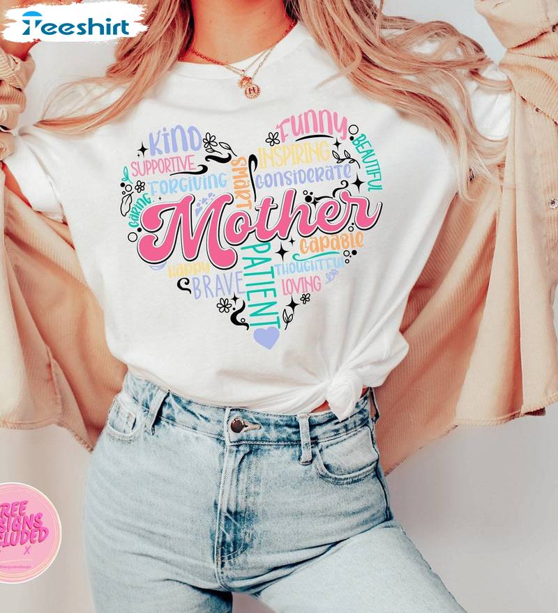 Mother Heart Retro Shirt, Christian Mom Quotes Short Sleeve Tee Tops