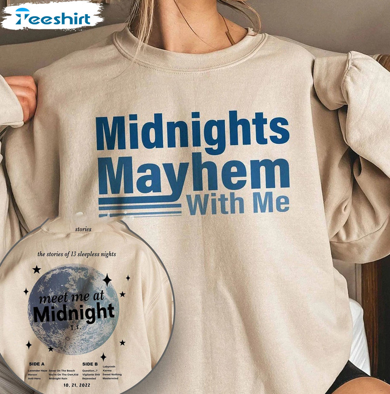 Meet Me At Midnight Shirt - Taylor New Album Midnight 2022 Short Sleeve Sweatshirt