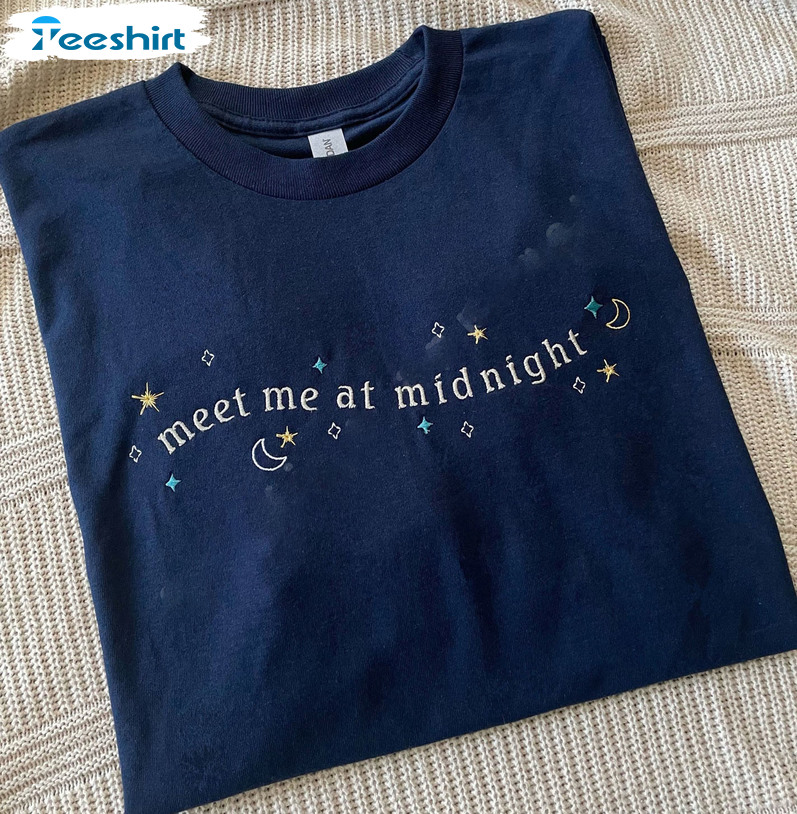 Meet Me At Midnight Embroidered Taylor Sweatshirt Hoodie Long Sleeve