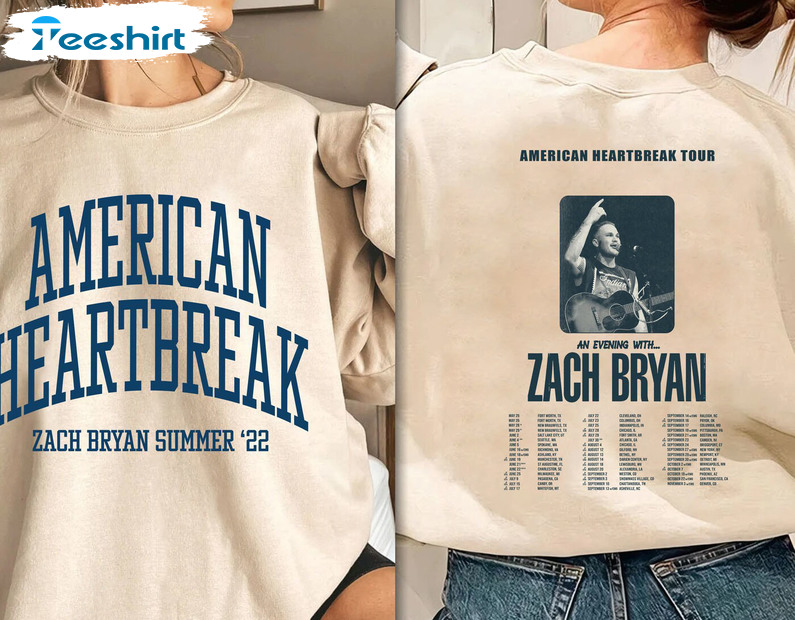 American Heartbreak Tour Shirt - Zach Bryan Short Sleeve Sweater