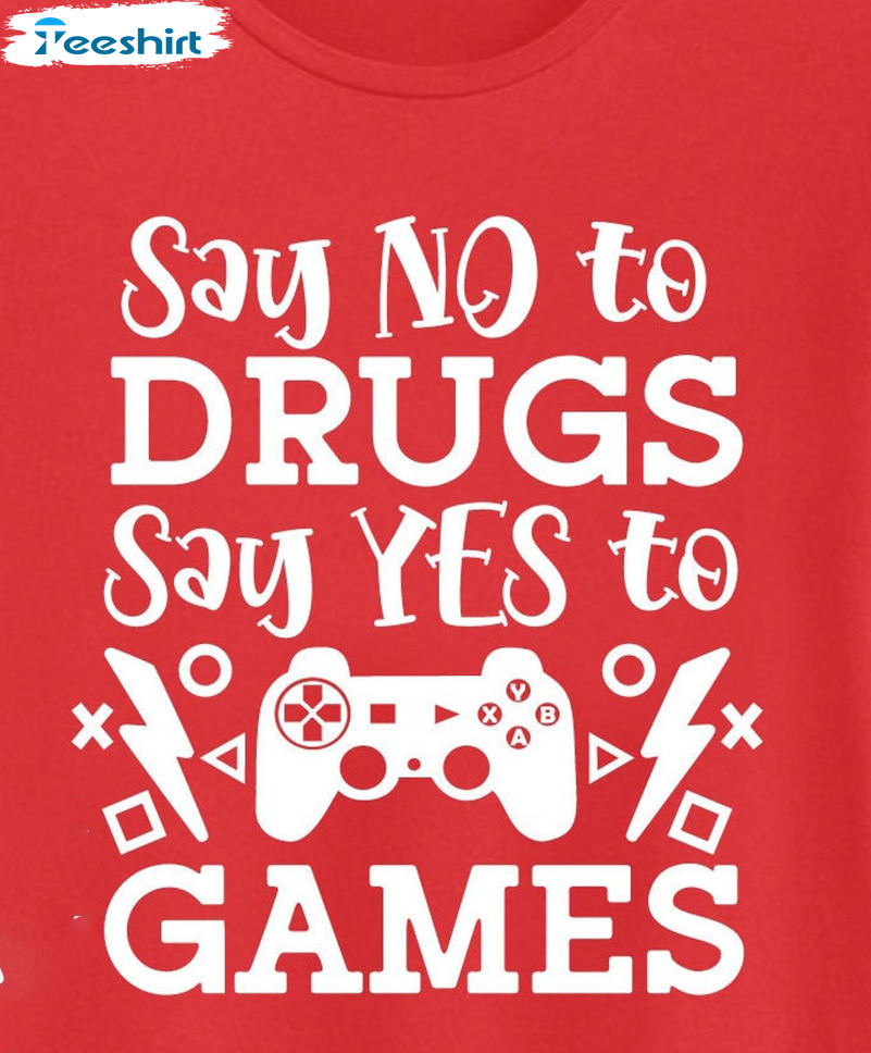 Say No To Drugs Say Yes To Games Shirt - Ribbon Week Short Sleeve Sweater