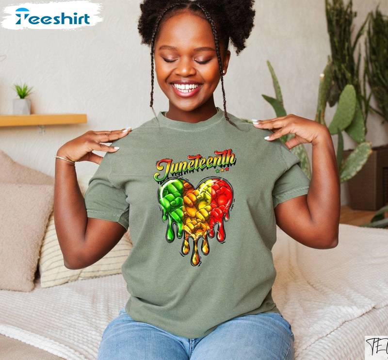 Juneteenth Heart Shirt , African American Freedom Long Sleeve Crewneck Sweatshirt