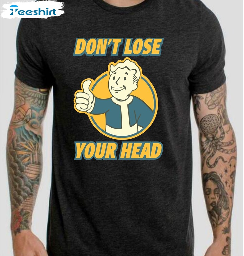 Don't Lose Your Head Shirt, Retro Gamer Long Sleeve Crewneck Sweatshirt