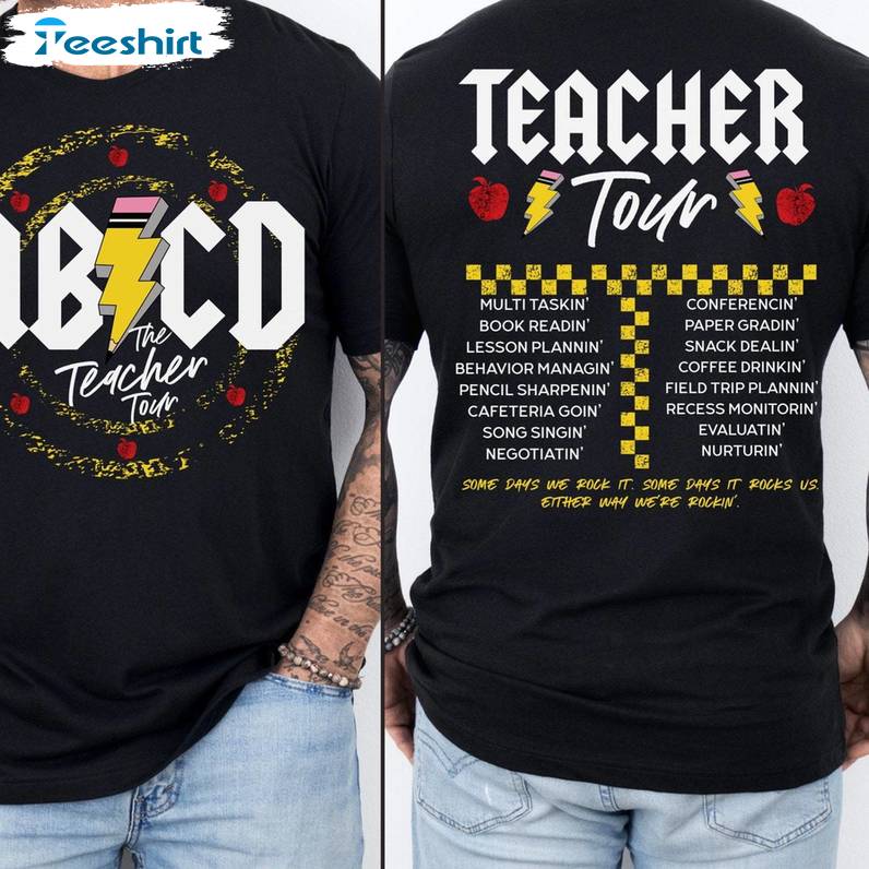 Abcd Teacher Tour Shirt, Back To School Unisex Hoodie Short Sleeve