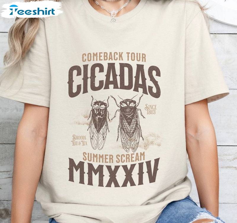 Cicada Shirt 2024 Comeback Tour Shirt, Funny Summer Unisex Hoodie Short Sleeve