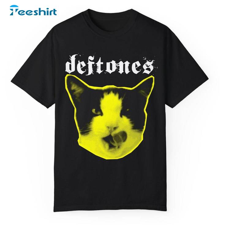 Deftones Yellow Kitty Comfort Shirt, Around The Fur Deftones Short Sleeve Sweater