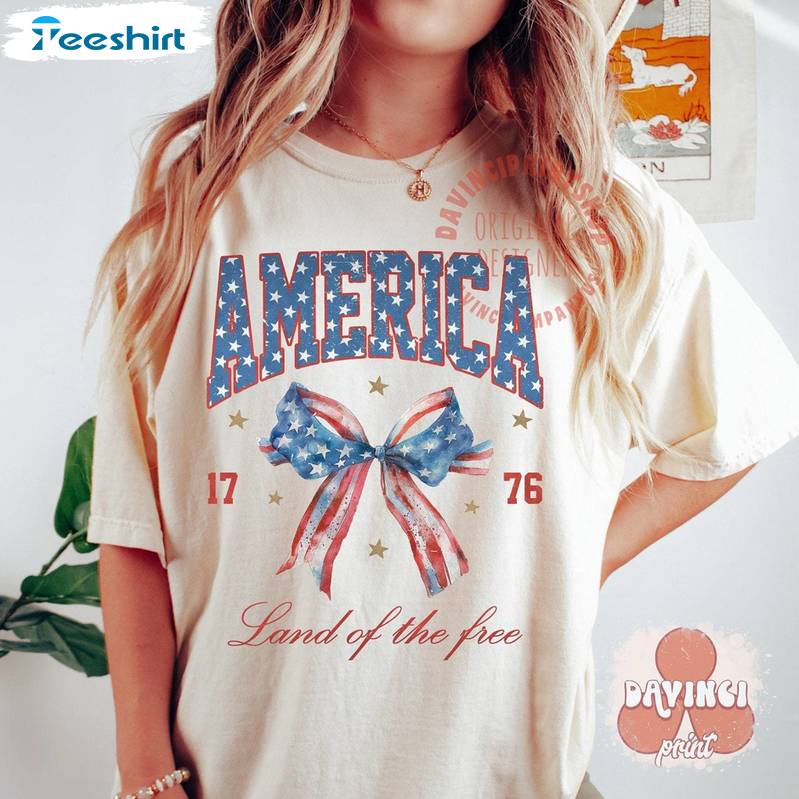 Coquette 4th Of July Trendy Shirt, America Coquette Bow Tee Tops Hoodie