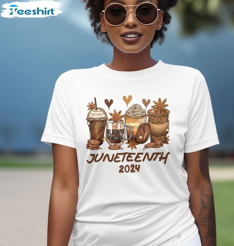 Juneteenth 2024 Coffee Lover Sweatshirt , Creative Juneteenth Coffee Shirt Crewneck