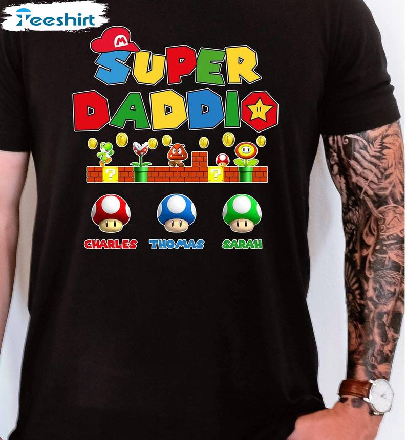 Awesome Super Daddio Game Shirt, Neutral Father's Day Short Sleeve Crewneck