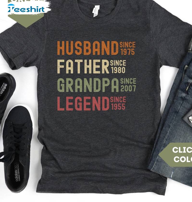 Husband Father Grandpa Legend Trendy Shirt, Groovy Sweatshirt Hoodie For Father's Day