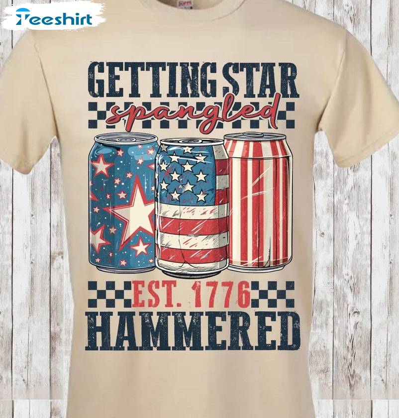 Must Have Star Spangled Hammered Shirt, Fourth Of July Vintage Crewneck Tee Tops