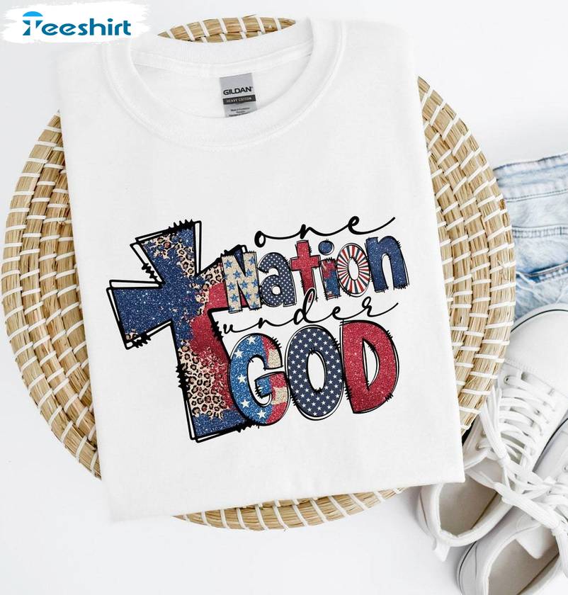 Must Have 4th Of July Long Sleeve , New Rare One Nation Under God Shirt Short Sleeve