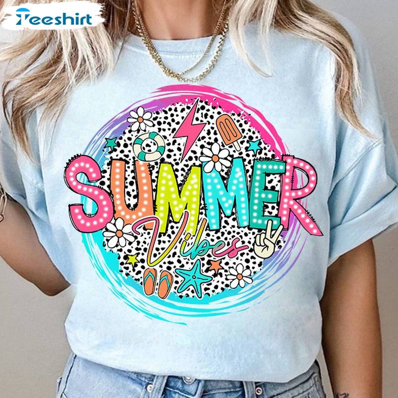 Summer Vibes Dalmatian Dots Sweatshirt , Fantastic Summer Vibes Shirt Short Sleeve