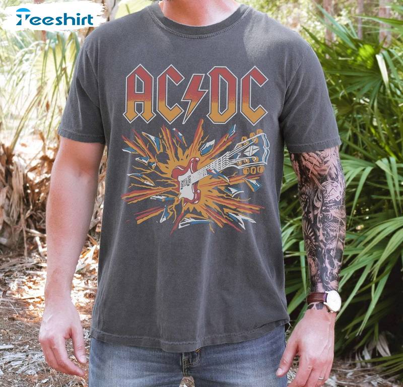 Fantastic Acdc High Voltage Guitar T Shirt, Trendy Acdc Band Shirt Unisex Hoodie