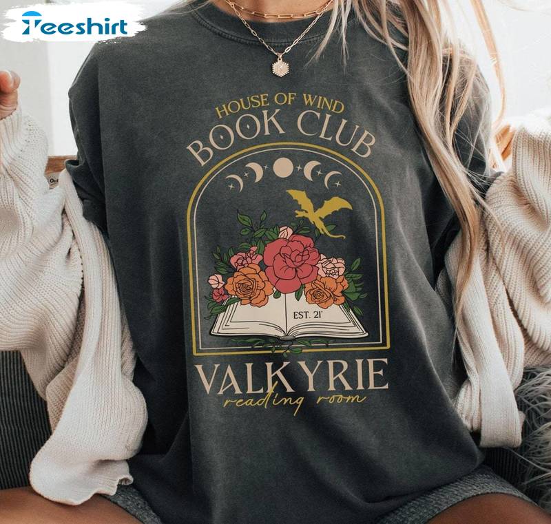 Retro Valkyrie Reading Room Comfort T Shirt, House Of Wind Book Club Sweatshirt Sweater