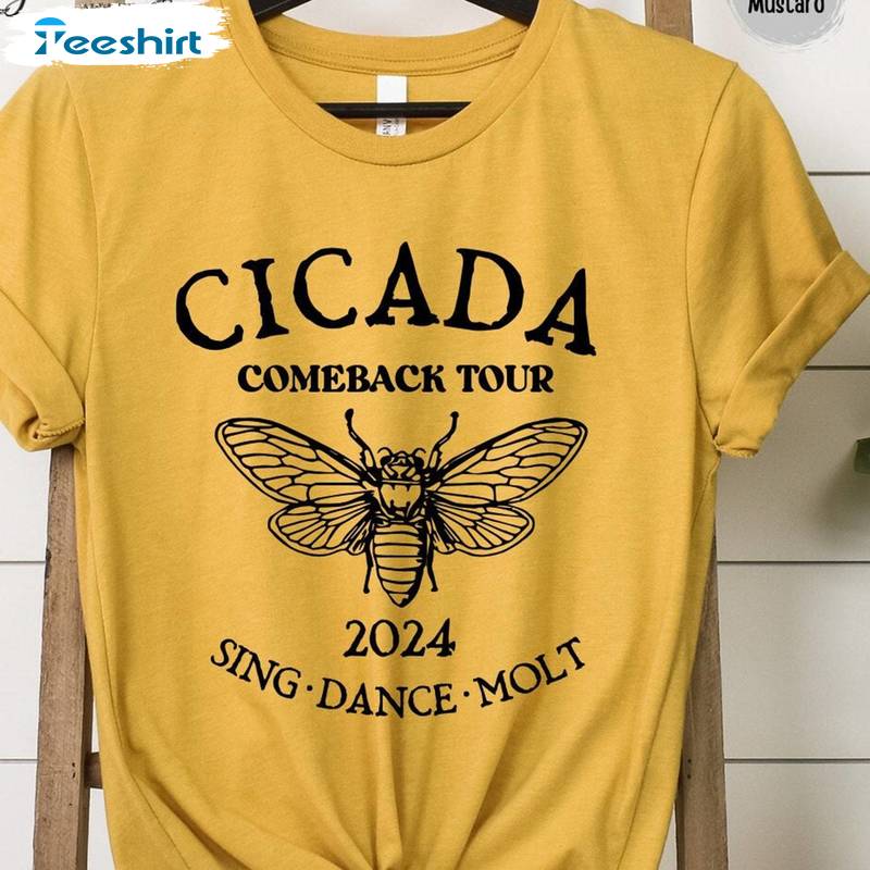 Trendy Cicada Sweater, Cool Design Cicada Comeback Tour Shirt Short Sleeve