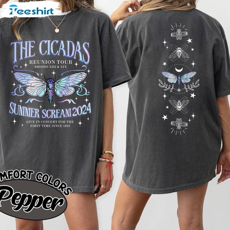 Comfort Colors Cicada Comeback Tour Shirt, Cicadas Summer Scream 2024 Crewneck Tee Tops