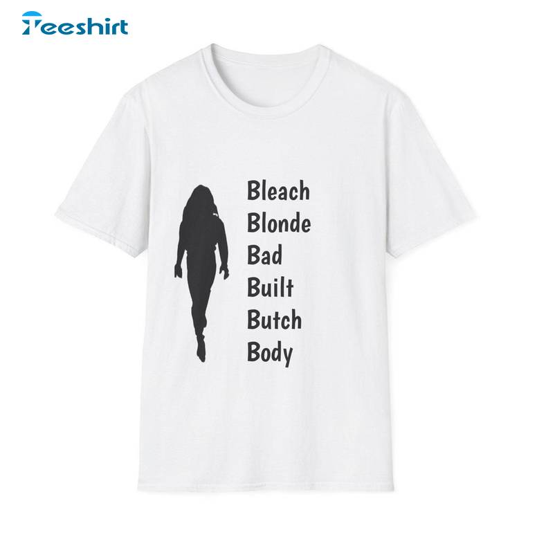 Comfort Bleach Blonde Bad Built Butch Body Shirt, Cool Crockett Crewneck Tee Tops