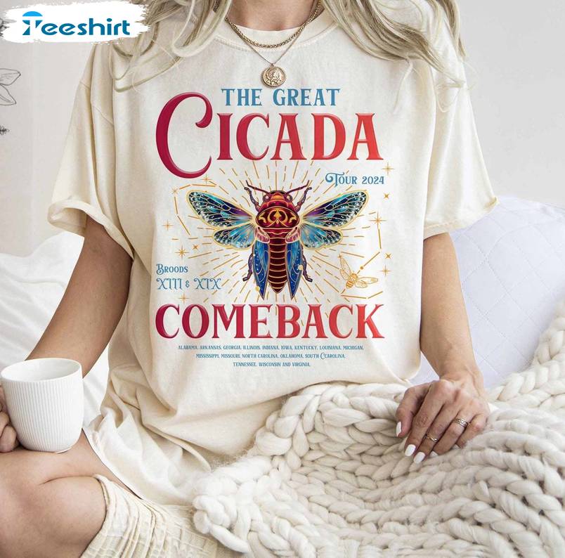 Cool Design Cicada Comeback Tour Shirt, The Cicada Concert Crewneck Short Sleeve