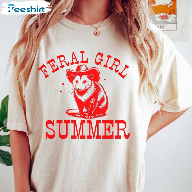 Feral Girl Summer Cool Design Shirt, Funny Meme Long Sleeve Tank Top