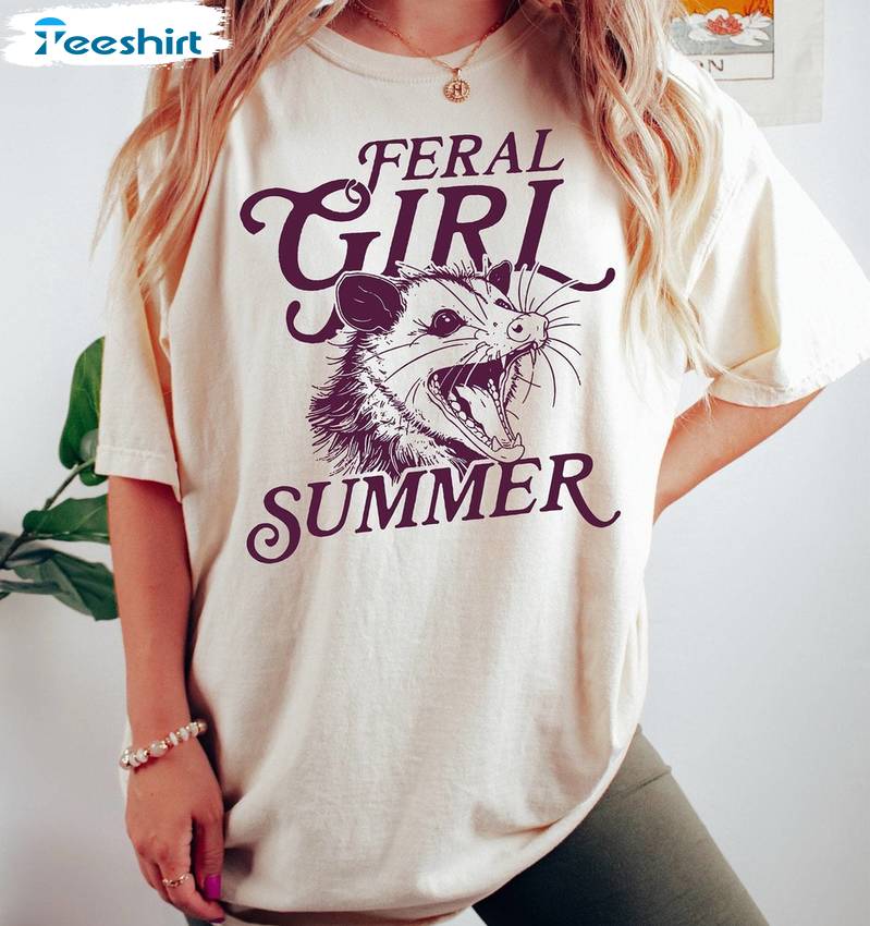 Feral Girl Summer Cool Design Shirt, Comfort Cowgirl Crewneck Long Sleeve