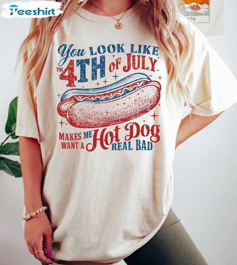 Retro America Hot Dog Sweater, Limited You Look Like The 4th Of July Shirt Tank Top
